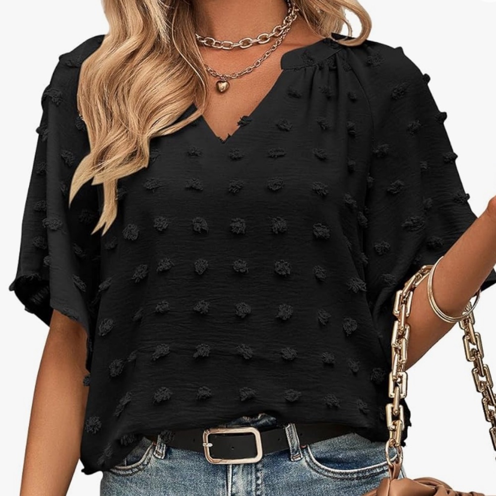 Women’s  Blouse Flowy Shirts Dressy Swiss dots  Casual Women Tops NWT sz XL